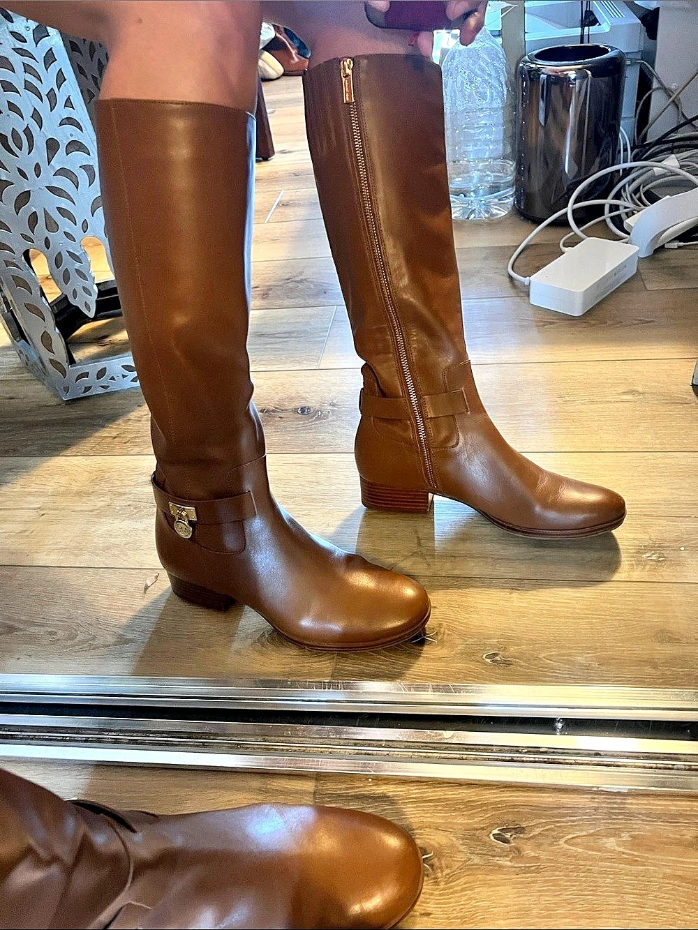 Michael by Michael Kors, size 38.5 (US 8), Brown Leather, below Knee-High Heeled